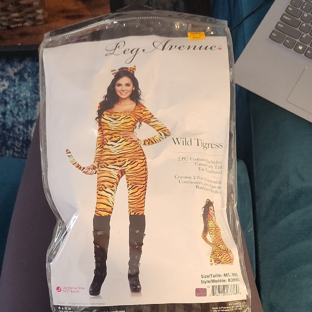 Tiger Print Costume with Ears and Tail